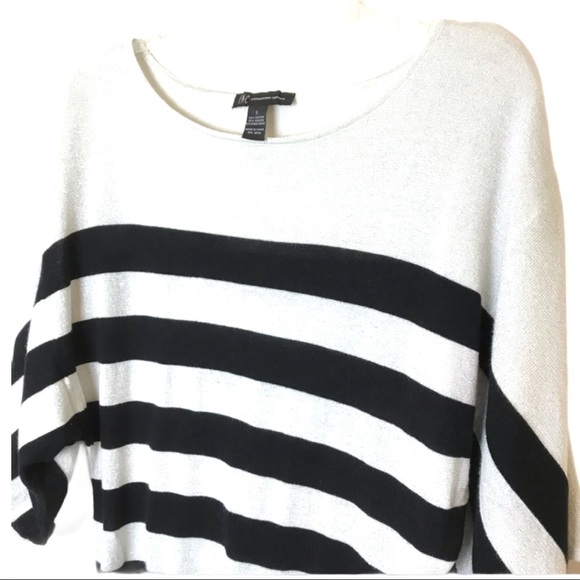 INC International Concepts Black Silver Striped Dolman Sleeve Top Size S - Picture 2 of 4